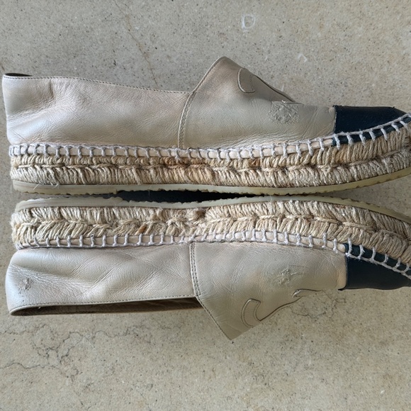 CHANEL Interlocking CC Logo Leather Espadrilles 8.5 - Picture 4 of 8